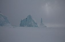 Icebergs on an overcast day