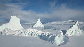 Drone shot of icebergs near Qaanaaq