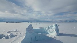 Drone shot of icebergs near Qaanaaq