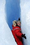 Iceberg with blue crack and me