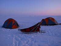 Sea ice camp sunset