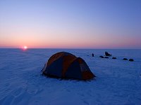 Sea ice camp sunset