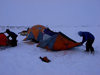 Dismantling the camp on a windy day