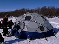 Setting up the main tent