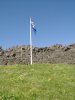 Flag at Alþing parliament site (Lögberg)