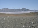 Fog lifting from mountains near Jökulsarlon