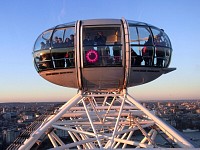 London Eye, pod at highest point during sunset