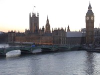 alace of Westminster, Clock Tower at sunset