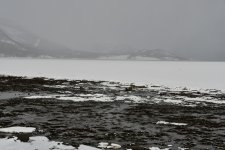Foggy mountains across Langfjordbotn