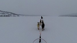 Snowy afternoon on Tana river
