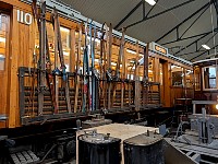 Train with ski racks