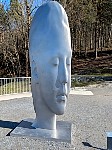 Distorted head sculpture by Jaume Plensa