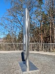Distorted head sculpture by Jaume Plensa