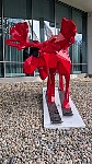 Red moose sculpture