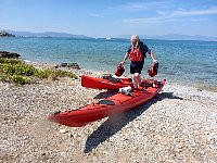 Unloading kayak