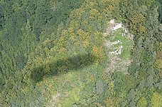 Zeppelin shadow near Burg Hohenfels ruin