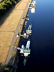 Ships on Elbe shore