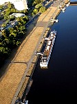 Ship on Elbe shore