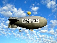 Blimp and balloons