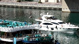 Someone else ziplining low over the marina