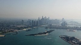 Distant Dubai Marina seen from helicopter