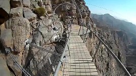 Wooden walkway on cliffside