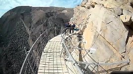 Wooden walkway on cliffside
