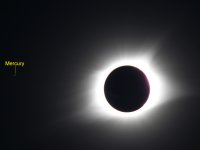 Solar eclipse 2017 with Mercury labeled