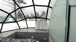 Inside of glass igloo