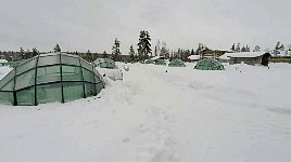 Glass igloo from horseback