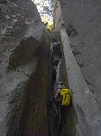 Rappelling down a waterfall