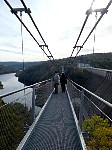 Walking along suspension bridge