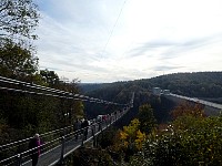 Suspension bridge left, dam right