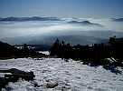 Snow on the mountain, haze in the valley, Schwarzseespitze, Italy