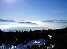 Snow on the mountain, haze in the valley