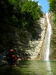 Guide descending waterfall