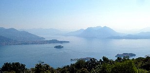 View across Lago Maggiore with three islands