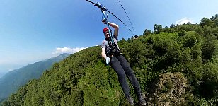 Zipline ride with work harness