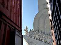 Discoverers monument and containers