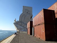 Discoverers monument and containers