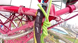 Abseiling beside the London Orbit Tower