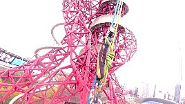 Abseiling beside the London Orbit Tower