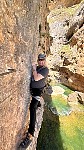 Walking on rock cliff