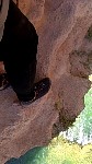Walking on rock cliff