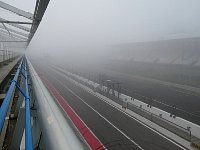 Monza main straight on a foggy morning