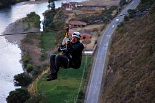 Ziplining down from Skylodge