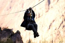 Ziplining down from Skylodge