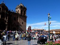 Statues carried through Cusco