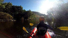 Enjoying paddling on the river