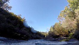 Paddling down a rapid